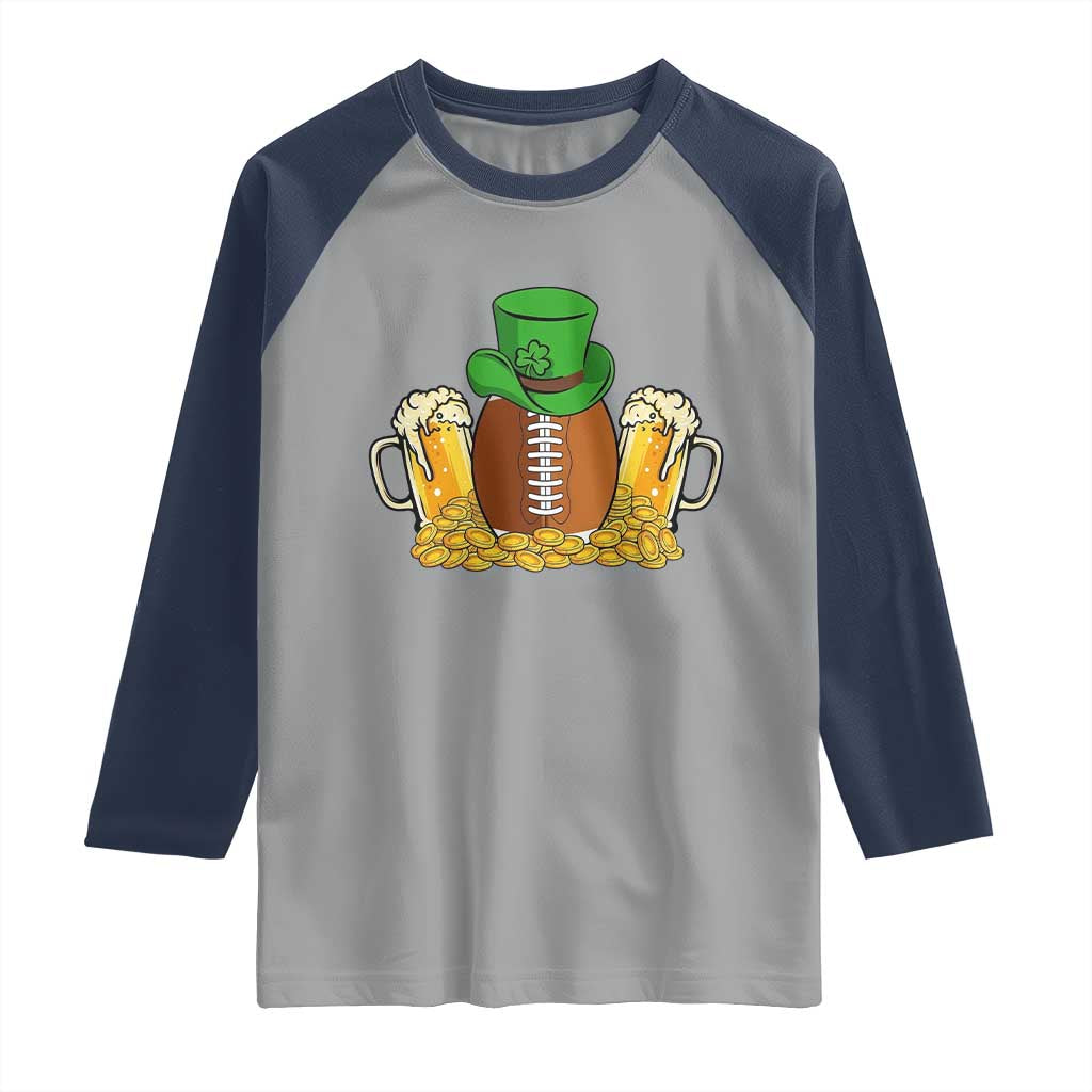 Funny Leprechaun Hat American Football Raglan Shirt TS12 Sport Gray Navy Print Your Wear