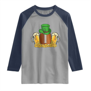 Funny Leprechaun Hat American Football Raglan Shirt TS12 Sport Gray Navy Print Your Wear