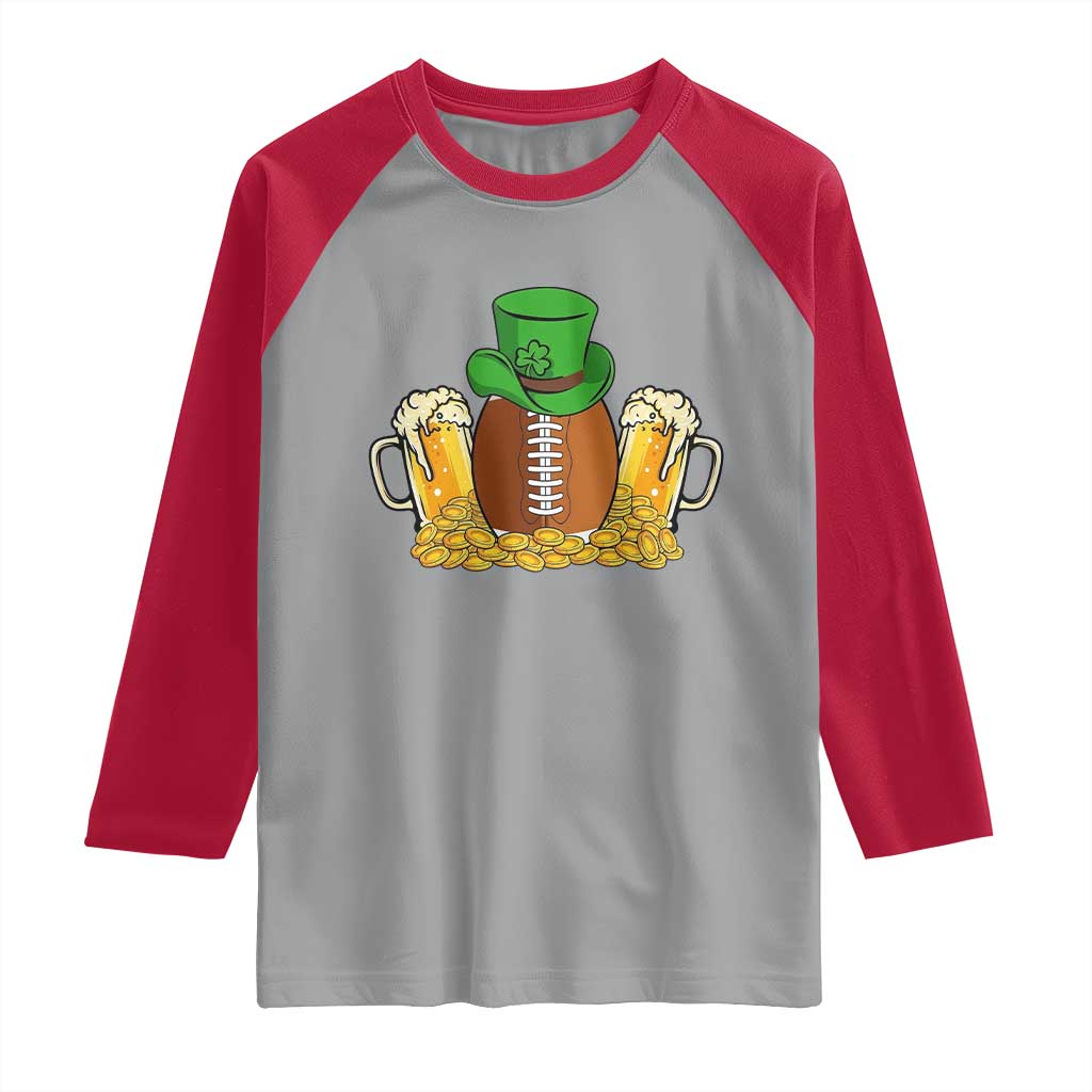 Funny Leprechaun Hat American Football Raglan Shirt TS12 Sport Gray Red Print Your Wear