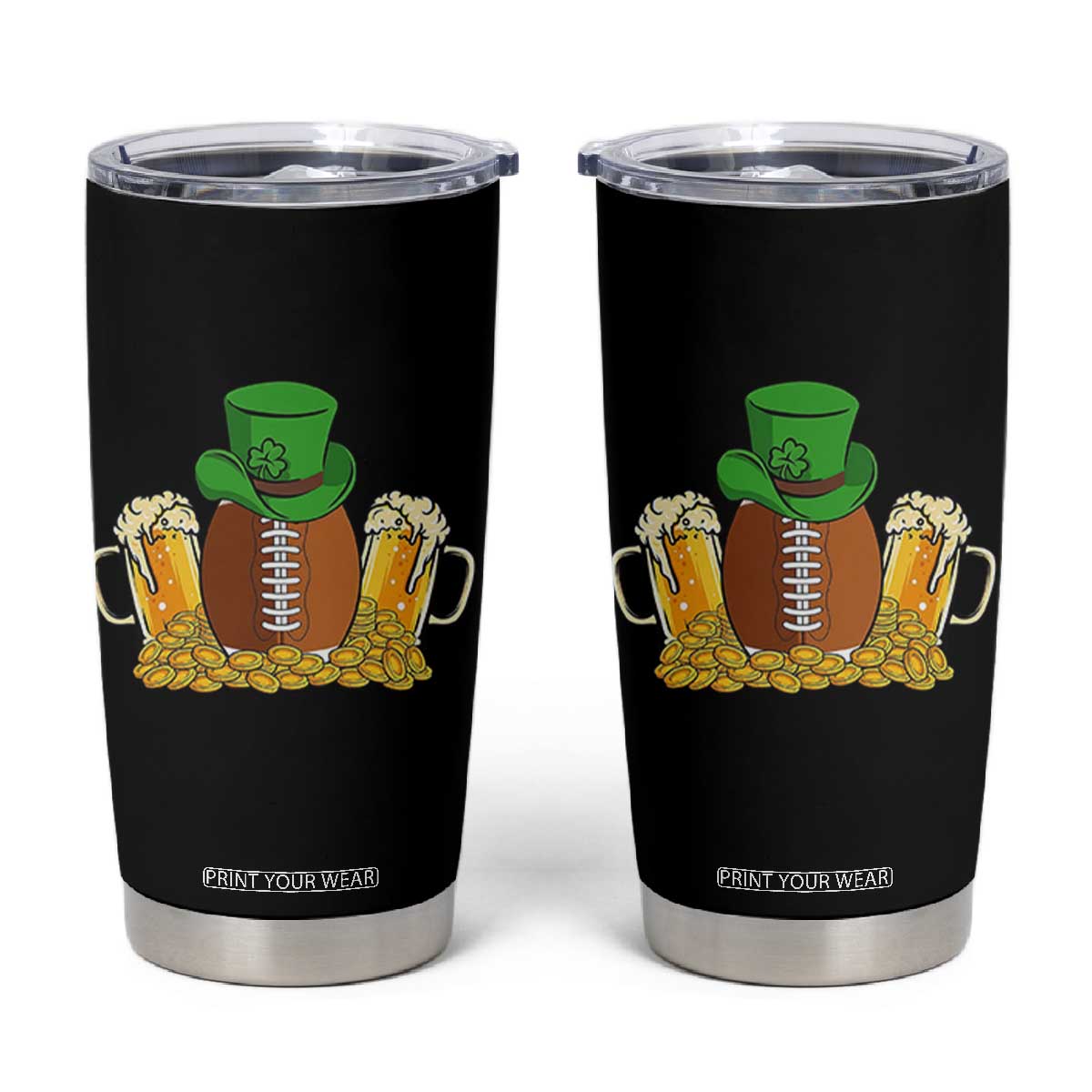Funny Leprechaun Hat American Football Tumbler Cup TS12 Black Print Your Wear