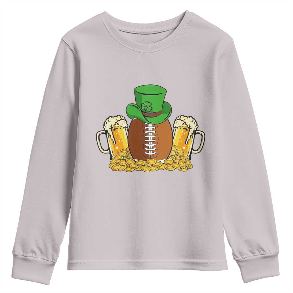 Funny Leprechaun Hat American Football Youth Sweatshirt TS12 Ice Gray Print Your Wear
