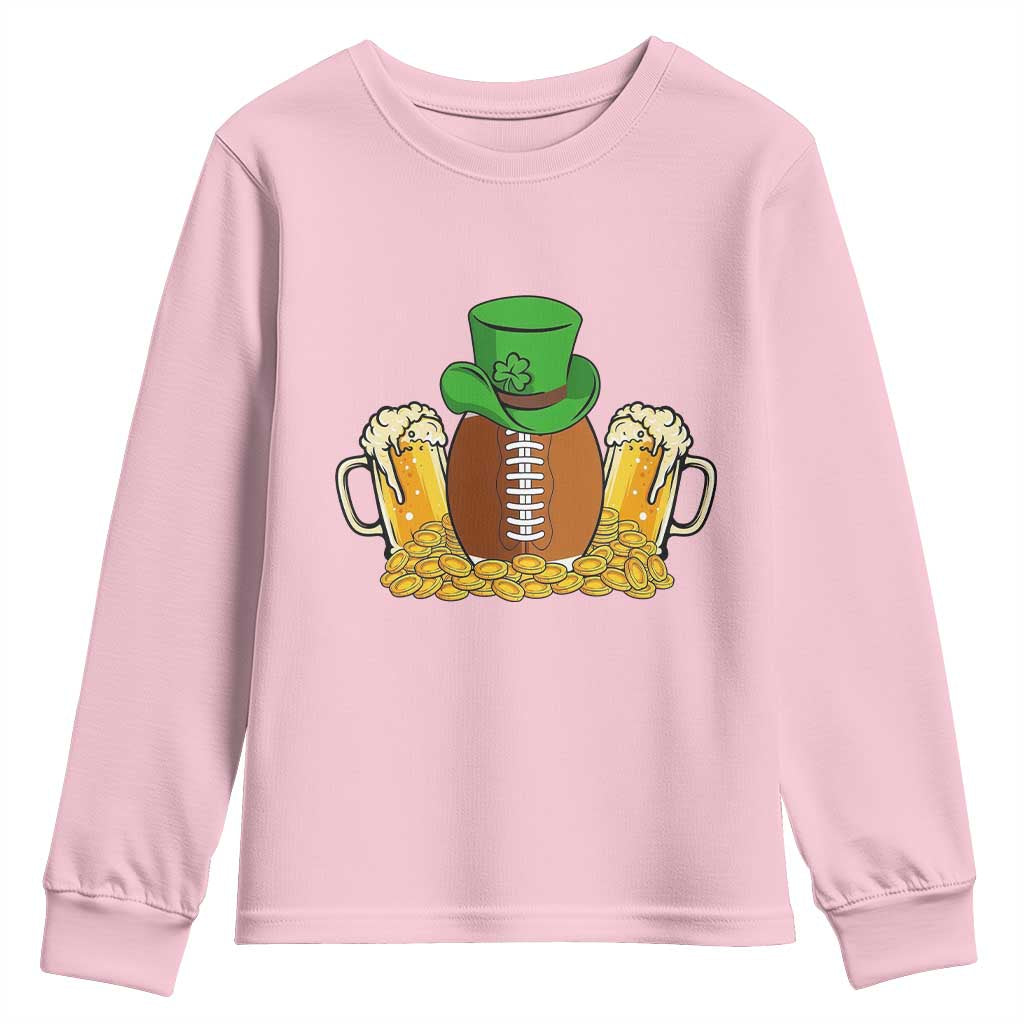 Funny Leprechaun Hat American Football Youth Sweatshirt TS12 Light Pink Print Your Wear