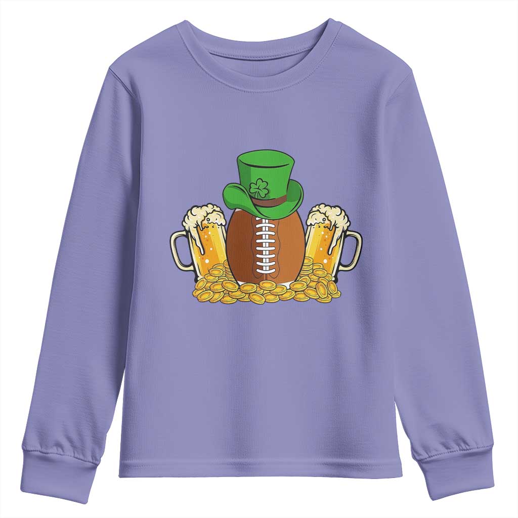 Funny Leprechaun Hat American Football Youth Sweatshirt TS12 Violet Print Your Wear