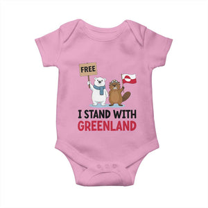 I Stand With Greenland Baby Onesie Anti Authoritarian Political Gag Gift TS12 Light Pink Print Your Wear