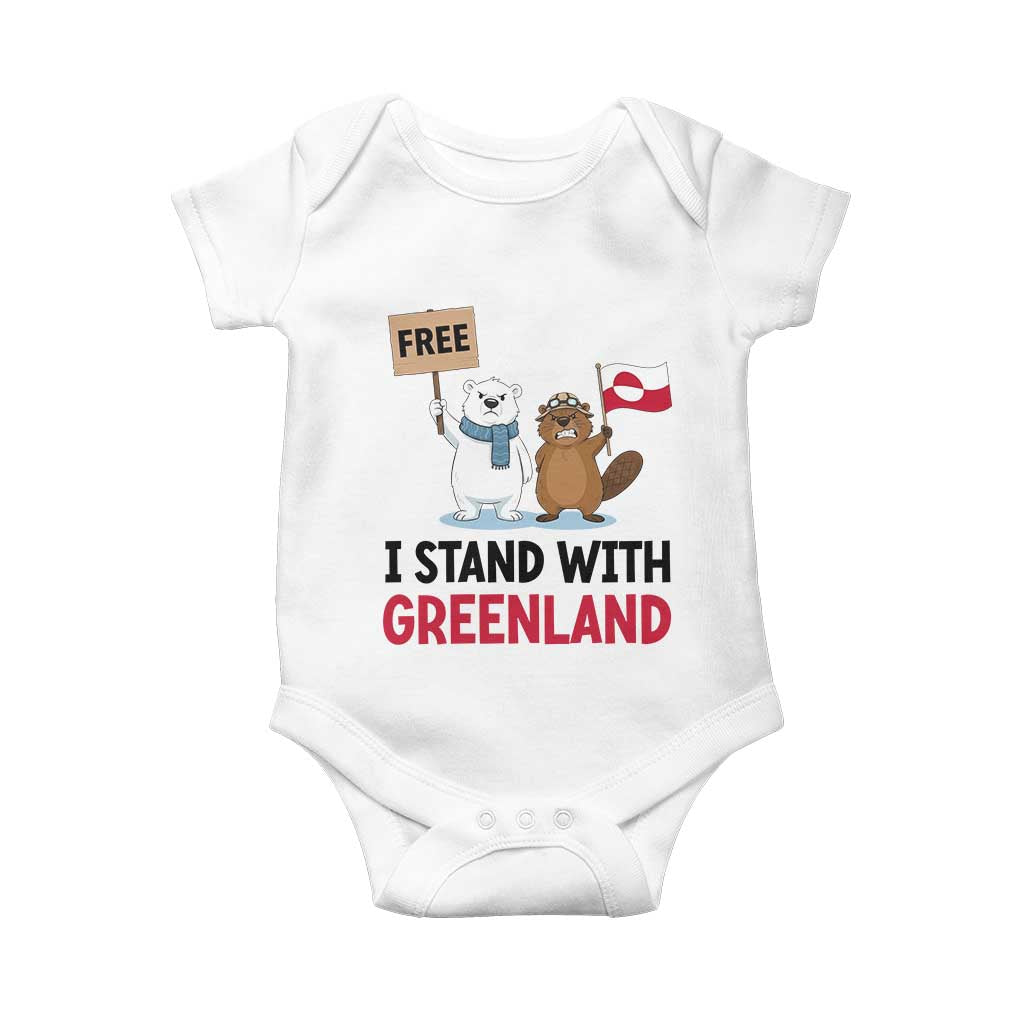 I Stand With Greenland Baby Onesie Anti Authoritarian Political Gag Gift TS12 White Print Your Wear