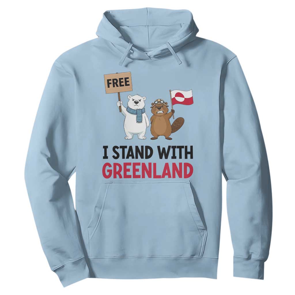 I Stand With Greenland Hoodie Anti Authoritarian Political Gag Gift TS12 Light Blue Print Your Wear