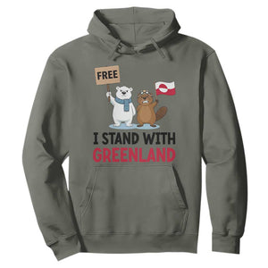 I Stand With Greenland Hoodie Anti Authoritarian Political Gag Gift TS12 Military Green Print Your Wear