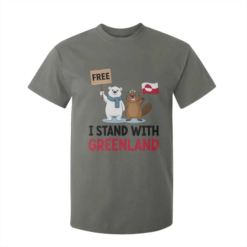 I Stand With Greenland T Shirt For Kid Anti Authoritarian Political Gag Gift TS12 Military Green Print Your Wear