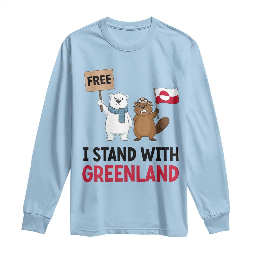 I Stand With Greenland Long Sleeve Shirt Anti Authoritarian Political Gag Gift TS12 Light Blue Print Your Wear