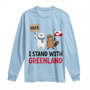 I Stand With Greenland Long Sleeve Shirt Anti Authoritarian Political Gag Gift TS12 Light Blue Print Your Wear