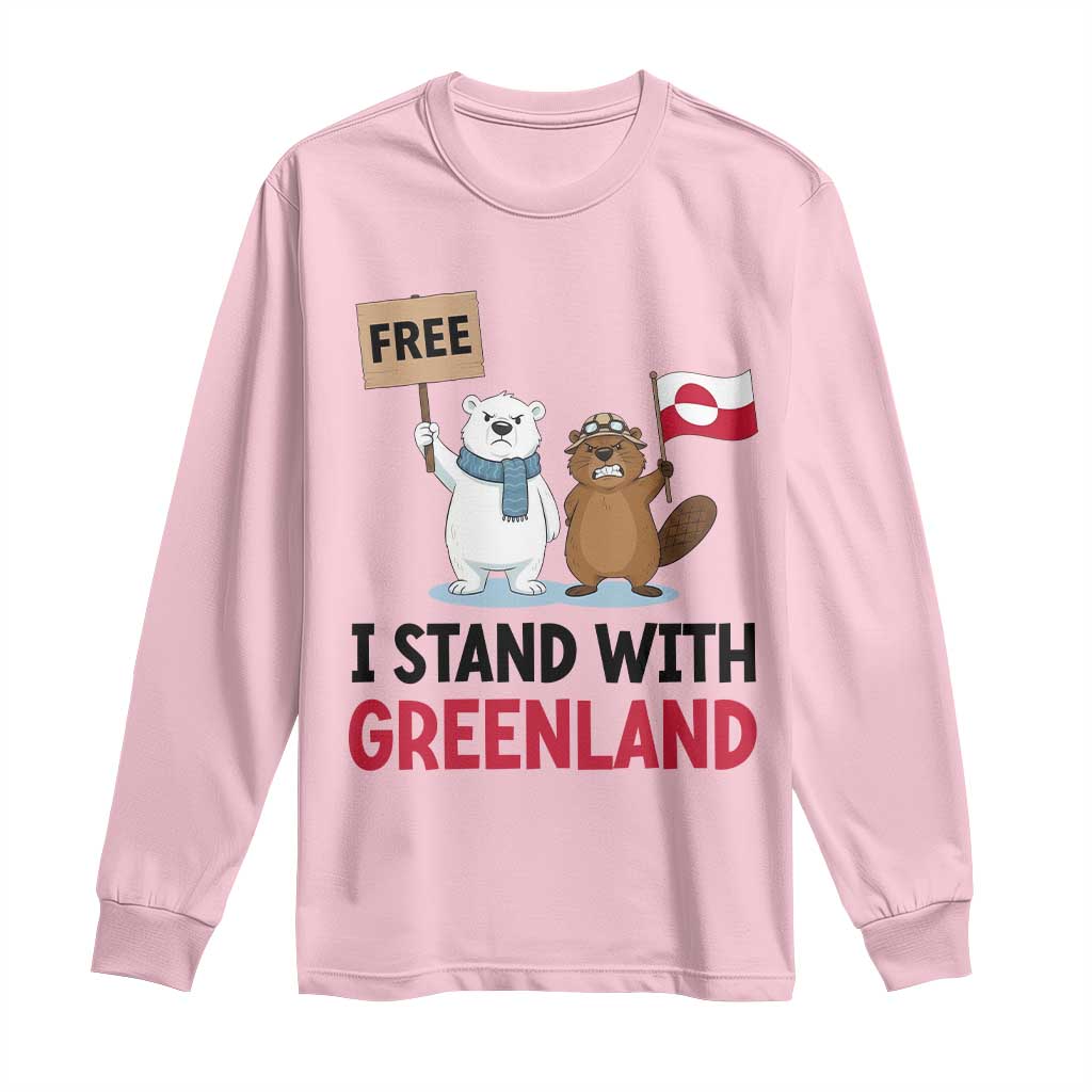 I Stand With Greenland Long Sleeve Shirt Anti Authoritarian Political Gag Gift TS12 Light Pink Print Your Wear