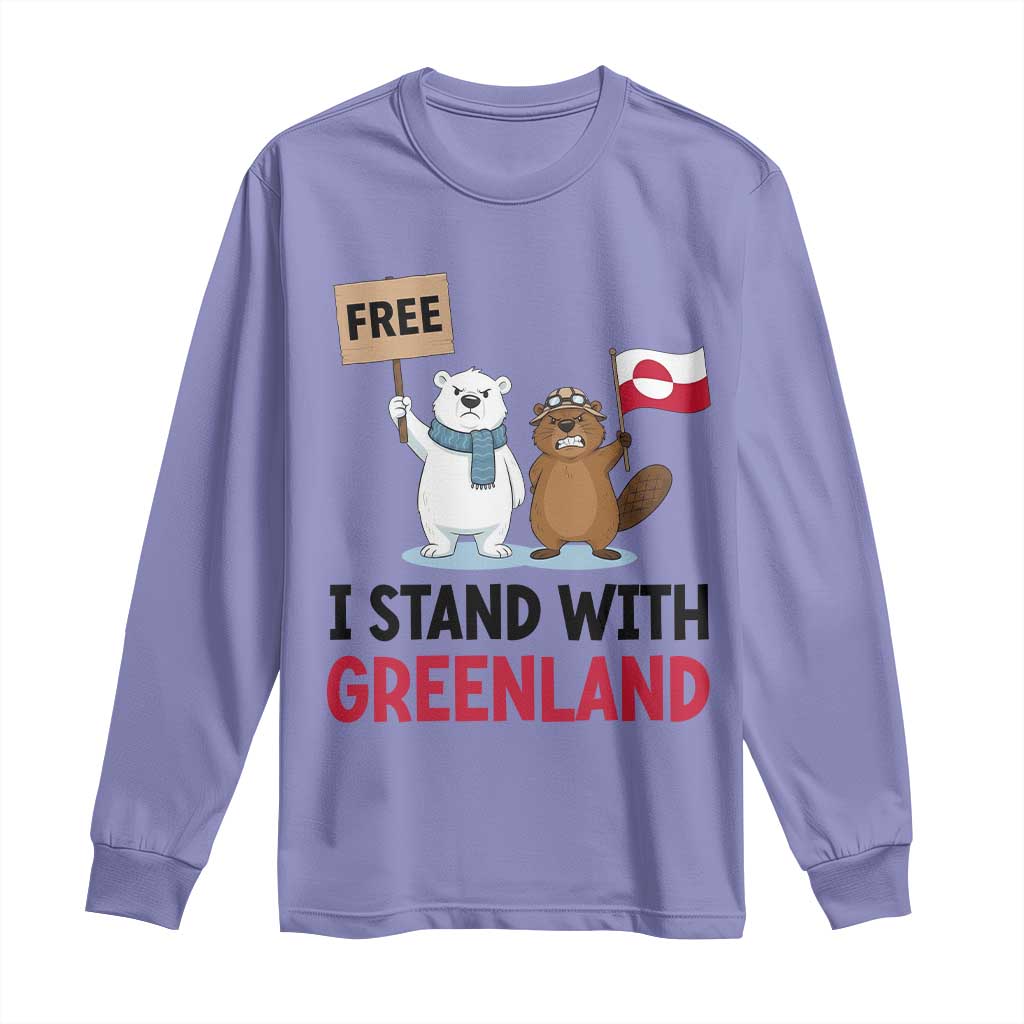 I Stand With Greenland Long Sleeve Shirt Anti Authoritarian Political Gag Gift TS12 Violet Print Your Wear