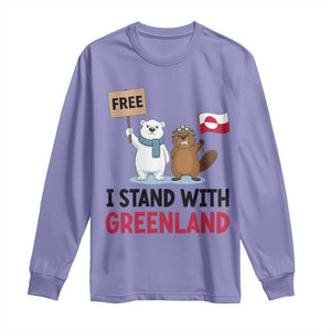 I Stand With Greenland Long Sleeve Shirt Anti Authoritarian Political Gag Gift TS12 Violet Print Your Wear