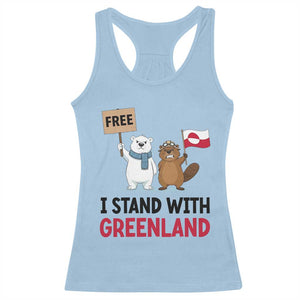 I Stand With Greenland Racerback Tank Top Anti Authoritarian Political Gag Gift TS12 Light Blue Print Your Wear