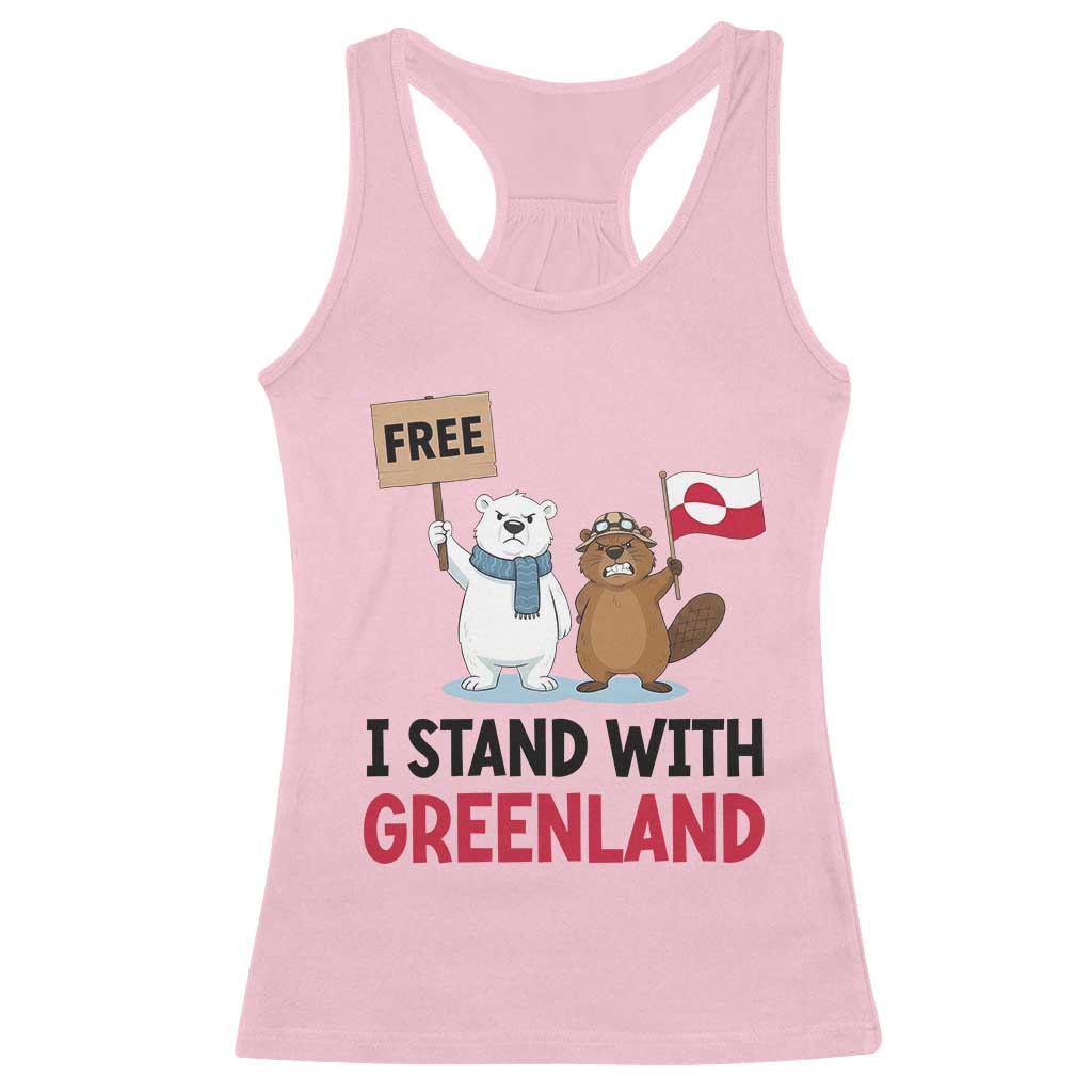 I Stand With Greenland Racerback Tank Top Anti Authoritarian Political Gag Gift TS12 Light Pink Print Your Wear