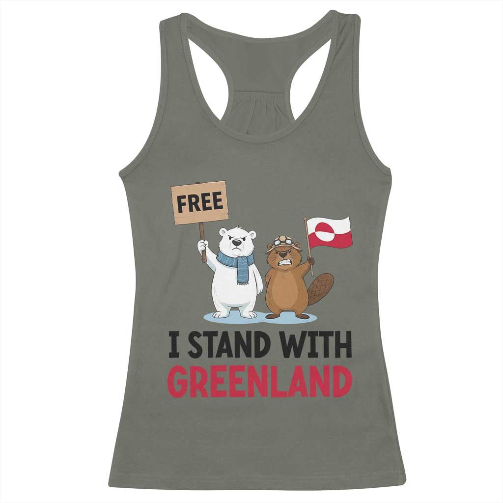 I Stand With Greenland Racerback Tank Top Anti Authoritarian Political Gag Gift TS12 Military Green Print Your Wear