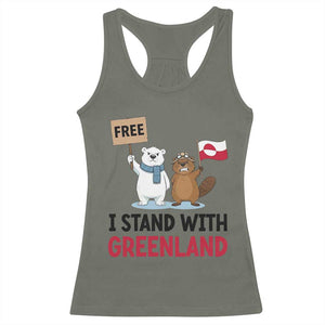 I Stand With Greenland Racerback Tank Top Anti Authoritarian Political Gag Gift TS12 Military Green Print Your Wear