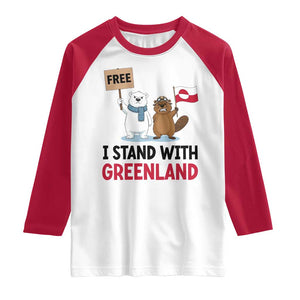 I Stand With Greenland Raglan Shirt Anti Authoritarian Political Gag Gift TS12 White Red Print Your Wear
