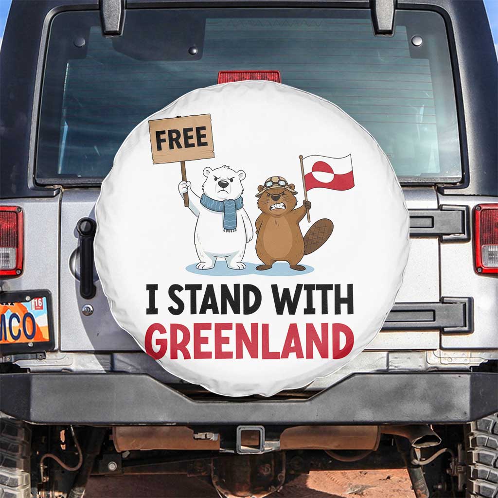 I Stand With Greenland Spare Tire Cover Anti Authoritarian Political Gag Gift TS12 No hole White Print Your Wear