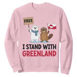 I Stand With Greenland Sweatshirt Anti Authoritarian Political Gag Gift TS12 Light Pink Print Your Wear