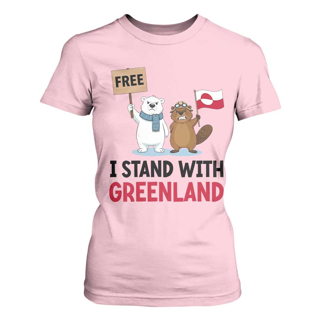I Stand With Greenland T Shirt For Women Anti Authoritarian Political Gag Gift TS12 Light Pink Print Your Wear