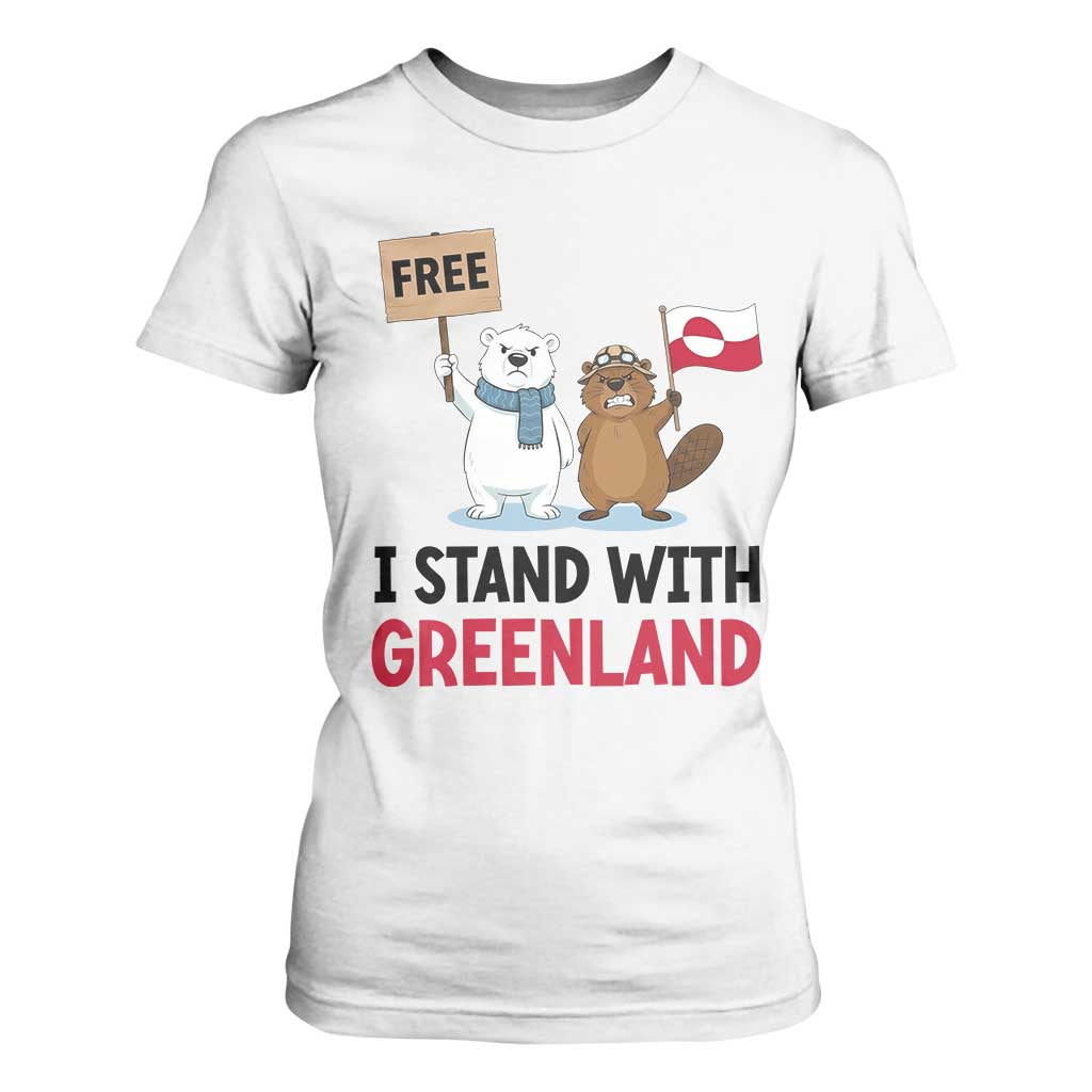 I Stand With Greenland T Shirt For Women Anti Authoritarian Political Gag Gift TS12 White Print Your Wear