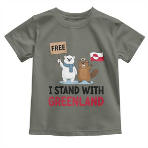 I Stand With Greenland Toddler T Shirt Anti Authoritarian Political Gag Gift TS12 Military Green Print Your Wear
