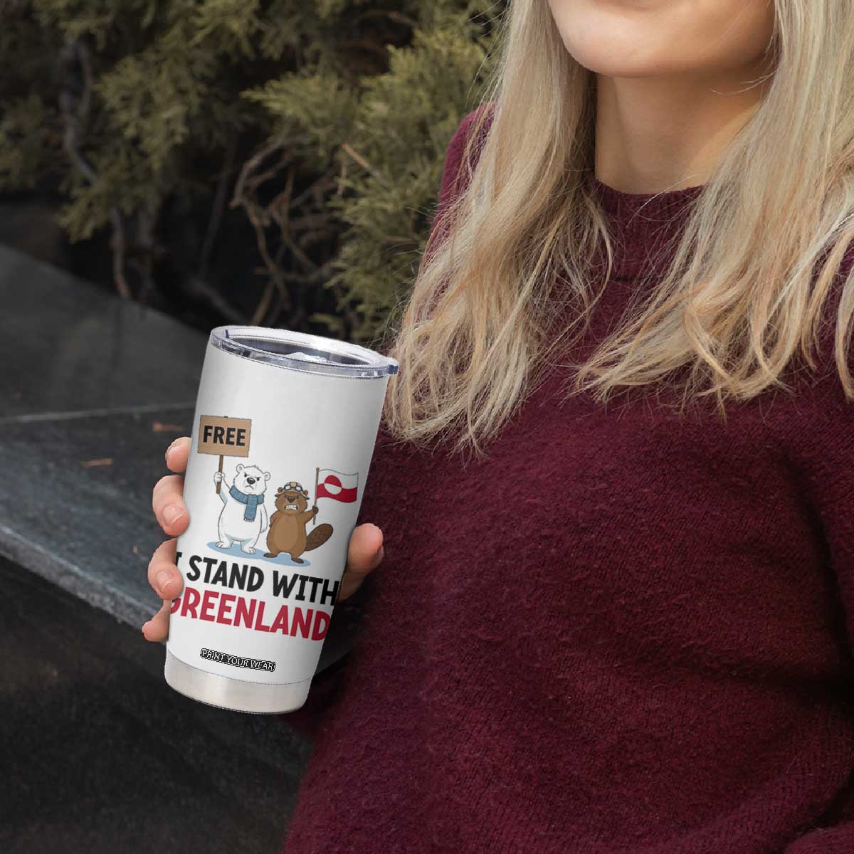 I Stand With Greenland Tumbler Cup Anti Authoritarian Political Gag Gift TS12 Print Your Wear
