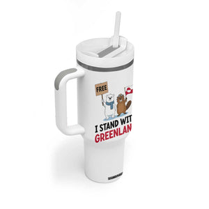 I Stand With Greenland Tumbler With Handle Anti Authoritarian Political Gag Gift TS12 Print Your Wear