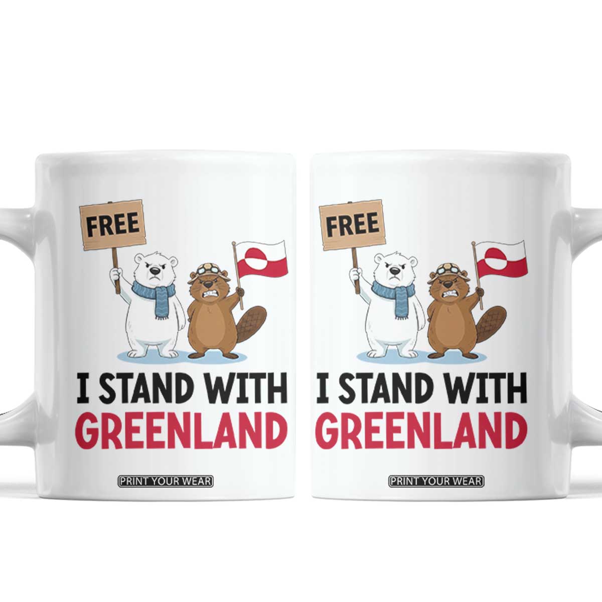 I Stand With Greenland Coffee Mug Anti Authoritarian Political Gag Gift TS12 White Print Your Wear