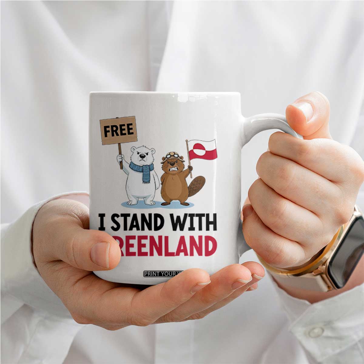 I Stand With Greenland Coffee Mug Anti Authoritarian Political Gag Gift TS12 Print Your Wear