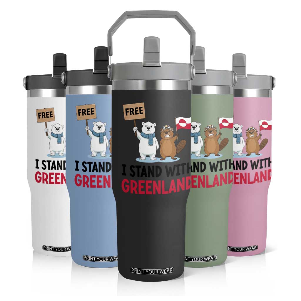 I Stand With Greenland Flip Straw Tumbler Anti Authoritarian Political Gag Gift TS12 Print Your Wear