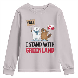I Stand With Greenland Youth Sweatshirt Anti Authoritarian Political Gag Gift TS12 Ice Gray Print Your Wear