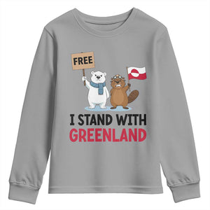 I Stand With Greenland Youth Sweatshirt Anti Authoritarian Political Gag Gift TS12 Sport Gray Print Your Wear