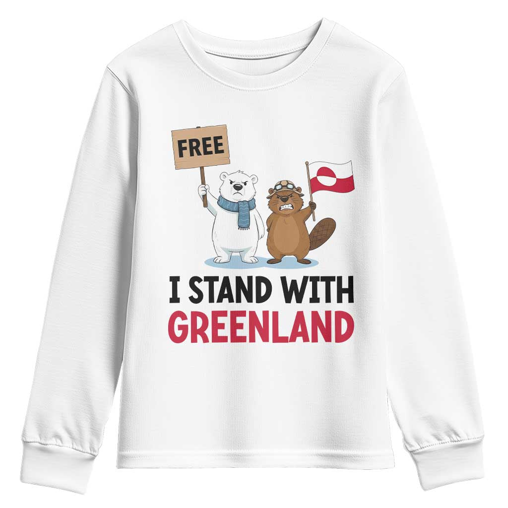 I Stand With Greenland Youth Sweatshirt Anti Authoritarian Political Gag Gift TS12 White Print Your Wear