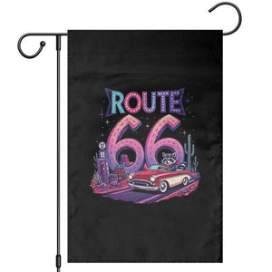 Route Highway 66 Americana Adventure Garden Flag Cute Raccoon Driving Car TS12 Black Print Your Wear