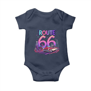 Route Highway 66 Americana Adventure Baby Onesie Cute Raccoon Driving Car TS12 Navy Print Your Wear