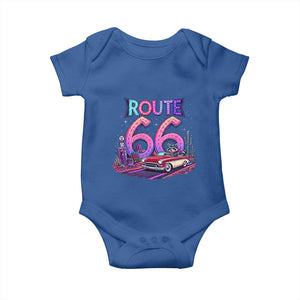 Route Highway 66 Americana Adventure Baby Onesie Cute Raccoon Driving Car TS12 Royal Blue Print Your Wear