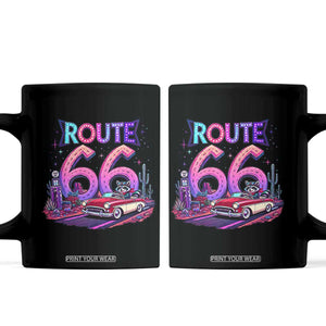 Route Highway 66 Americana Adventure Coffee Mug Cute Raccoon Driving Car TS12 Black Print Your Wear