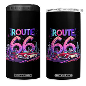 Route Highway 66 Americana Adventure 4 in 1 Can Cooler Tumbler Cute Raccoon Driving Car TS12 One Size: 16 oz Black Print Your Wear