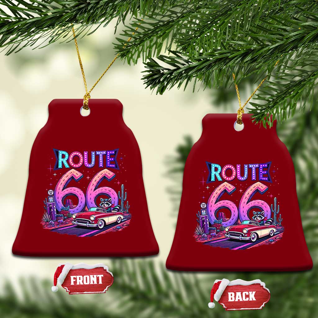 Route Highway 66 Americana Adventure Ceramic Ornament Cute Raccoon Driving Car TS12 Print Your Wear