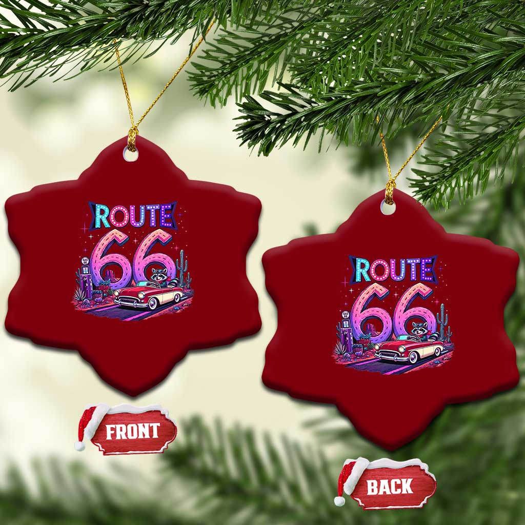 Route Highway 66 Americana Adventure Ceramic Ornament Cute Raccoon Driving Car TS12 Print Your Wear