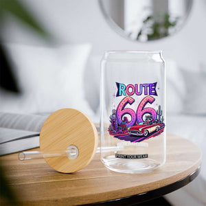 Route Highway 66 Americana Adventure Glass Can Cute Raccoon Driving Car TS12 Print Your Wear