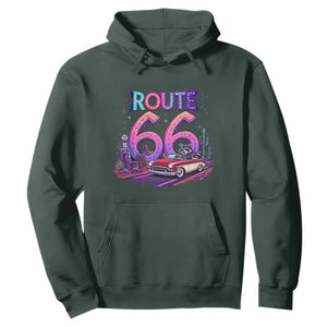 Route Highway 66 Americana Adventure Hoodie Cute Raccoon Driving Car TS12 Dark Forest Green Print Your Wear
