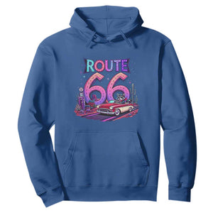 Route Highway 66 Americana Adventure Hoodie Cute Raccoon Driving Car TS12 Royal Blue Print Your Wear