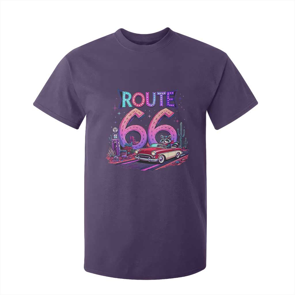 Route Highway 66 Americana Adventure T Shirt For Kid Cute Raccoon Driving Car TS12 Purple Print Your Wear