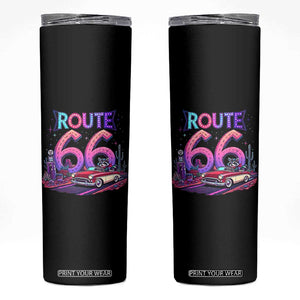 Route Highway 66 Americana Adventure Skinny Tumbler Cute Raccoon Driving Car TS12 Black Print Your Wear