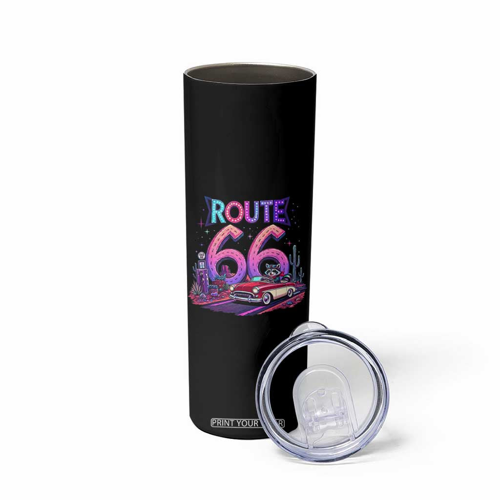 Route Highway 66 Americana Adventure Skinny Tumbler Cute Raccoon Driving Car TS12 Print Your Wear