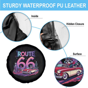 Route Highway 66 Americana Adventure Spare Tire Cover Cute Raccoon Driving Car TS12 Print Your Wear