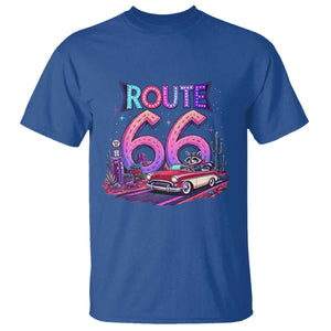Route Highway 66 Americana Adventure T Shirt Cute Raccoon Driving Car TS12 Royal Blue Print Your Wear